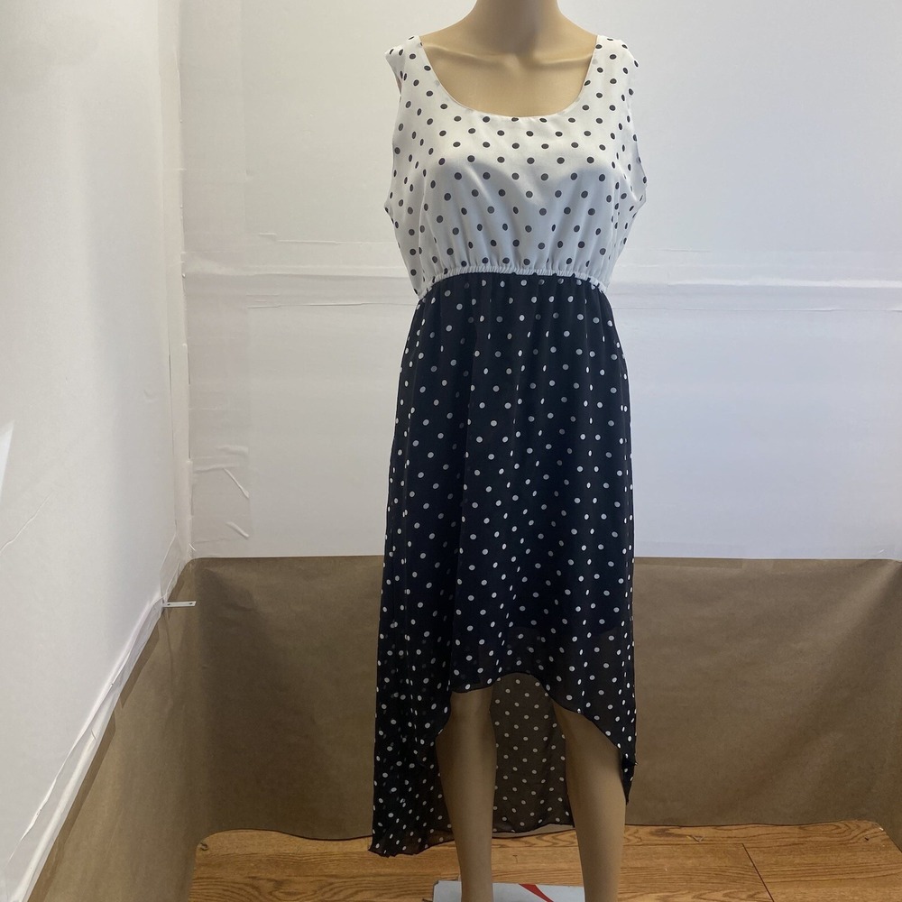 Jessica‎ Taylor Sleeves Fit And Flare Dress Sz M Black And White Polka dots Used